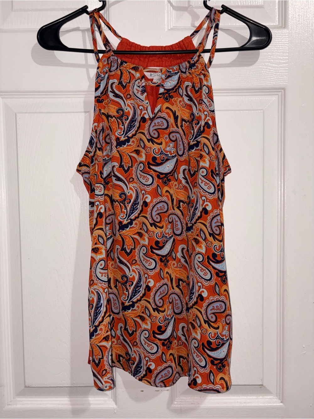 Market & Spruce vibrant orange paisley tank top